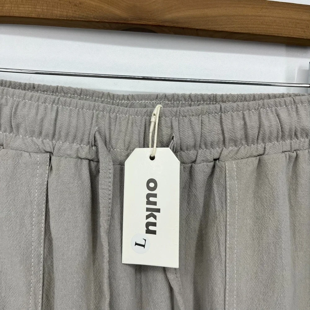 Ouku Pants Men's Size L Gray Cotton Straight Leg 100% Cotton‎ Relaxed New NWT